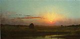 Martin Johnson Heade Canvas Paintings - Sunset over the Marsh
